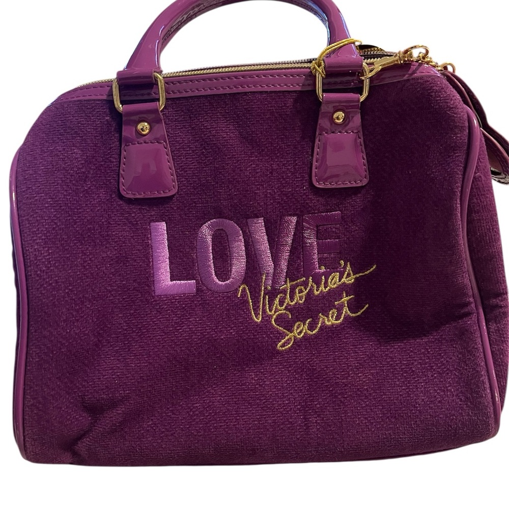 Victoria's Secret Purple Satchel with Gold Accents